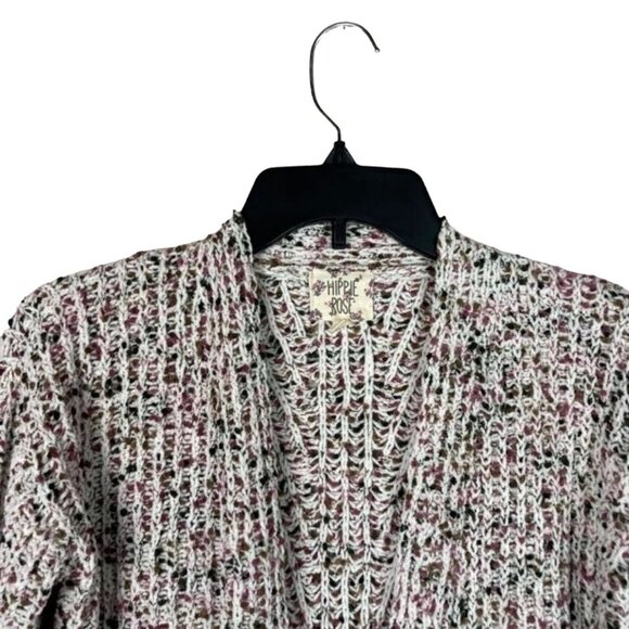 NEW HIPPIE ROSE JUNIORS CHENILLE CHUNKY OPEN FRONT CARDIGAN SWEATER W/POCKETS XS - Picture 2 of 8